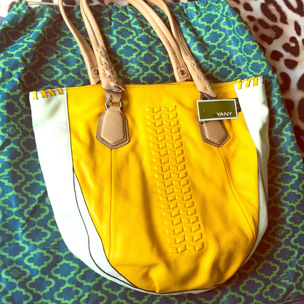 orYANY Pebble Yellow/Cream Leather Shoulder Purse